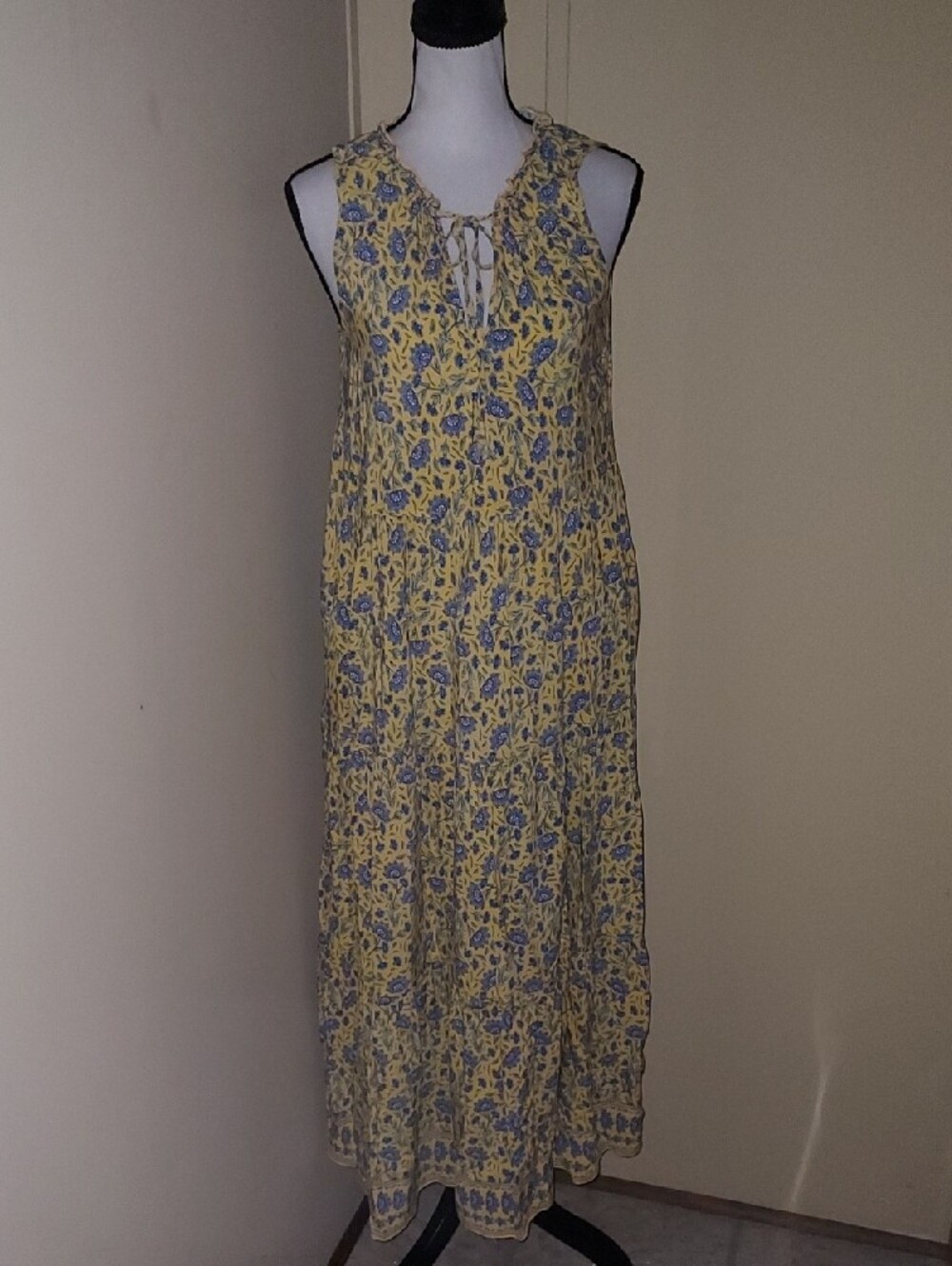 Max Studio Yellow and Blue Floral Maxi Dress